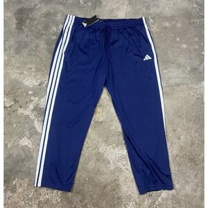 NWT Adidas Track Pants Size 3XL Blue Regular Fit Straight Leg White Stripes Logo